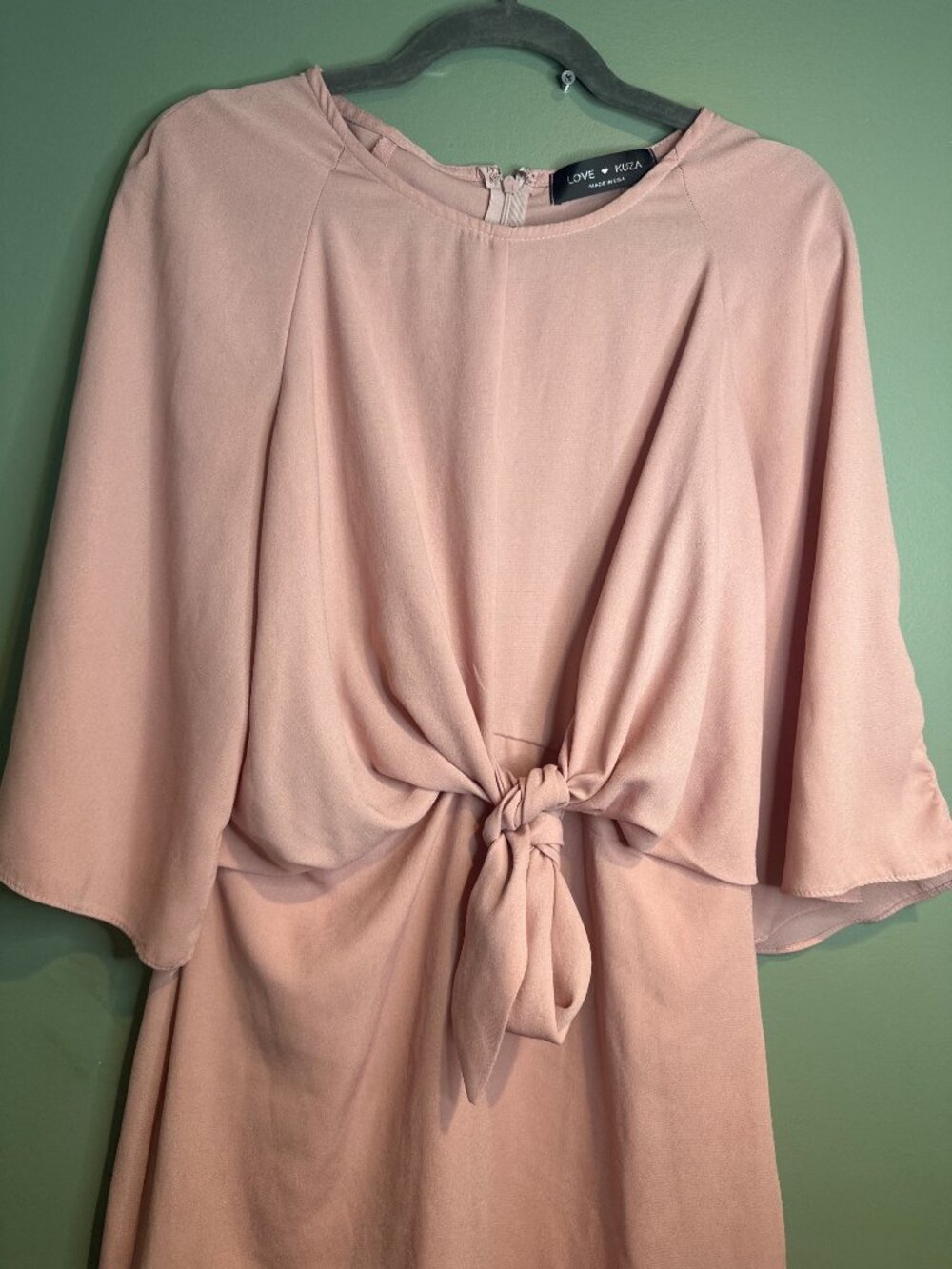 Love Kuza Pink Dress Womens Small Tie Waist Lined Boho Cottagecore Festival
